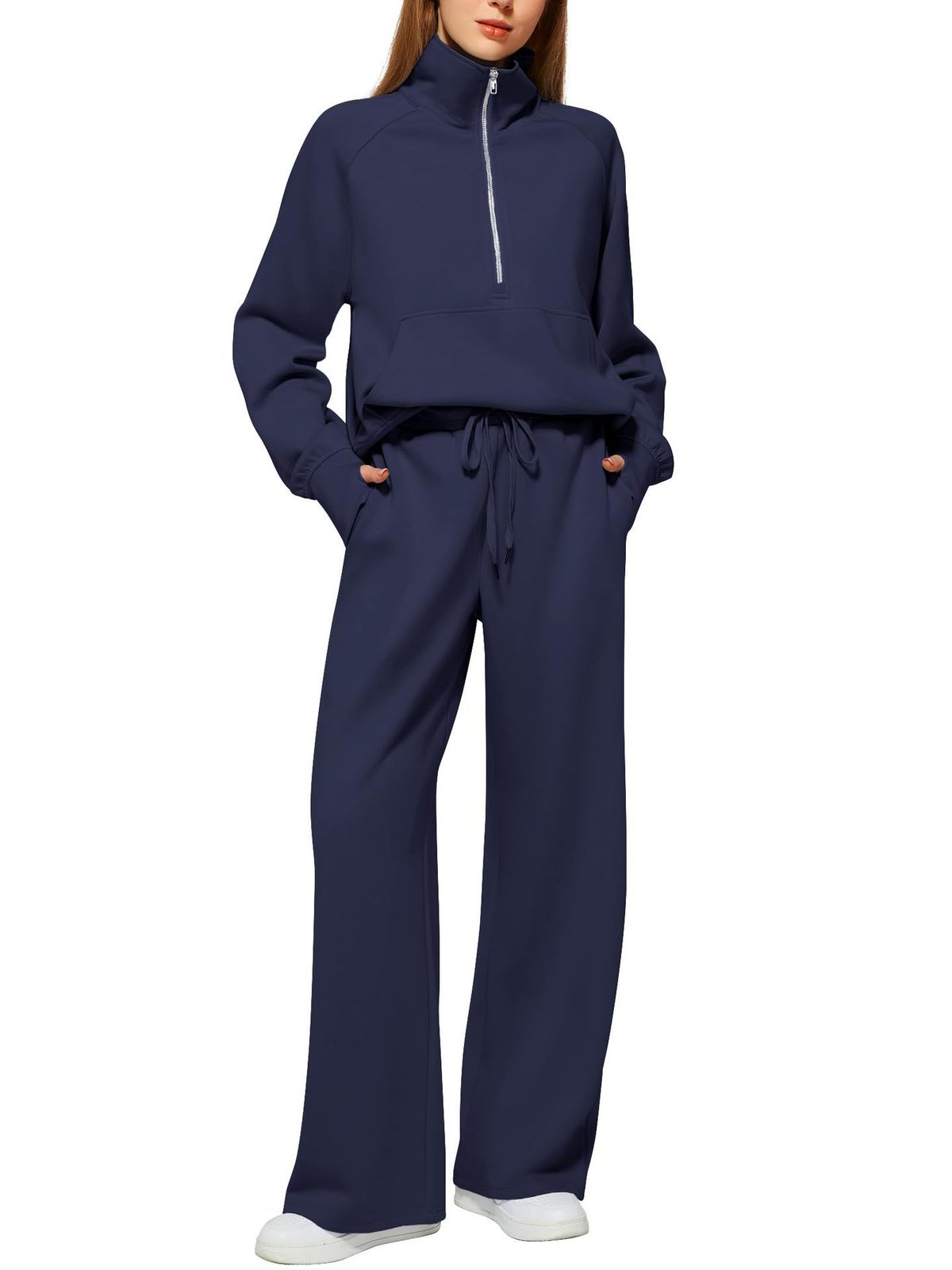 Oversized Women Two-Piece Hoodie and Wide-Leg Pants Set