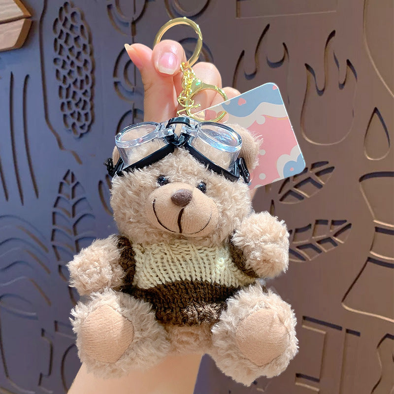 Cartoon Plush Bear Keychain with Colorful Sweater Styles