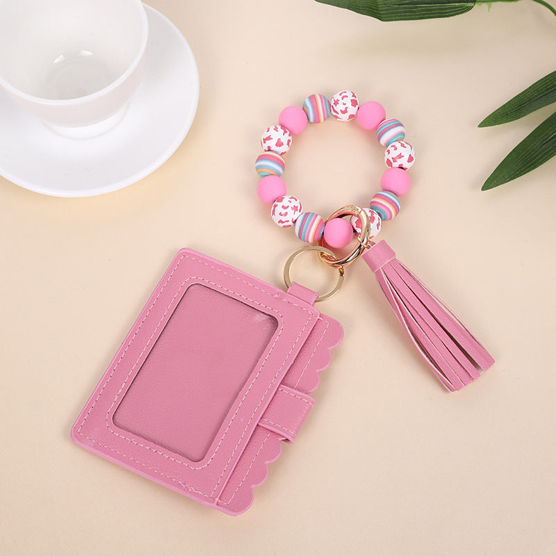 Fashion Printed Silicone Bead Tassels Bracelet Wallet