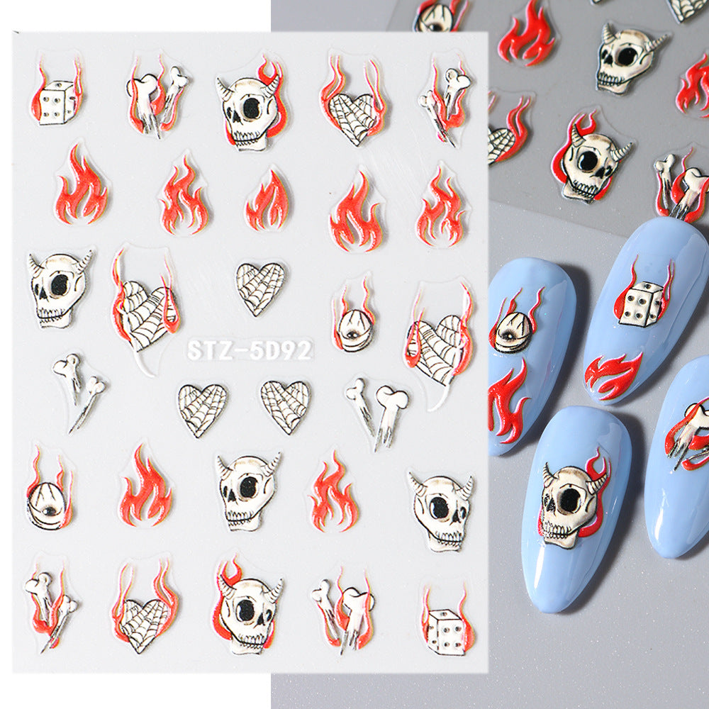 Halloween Lip Mask Spider Relief Nail Art Sticker
