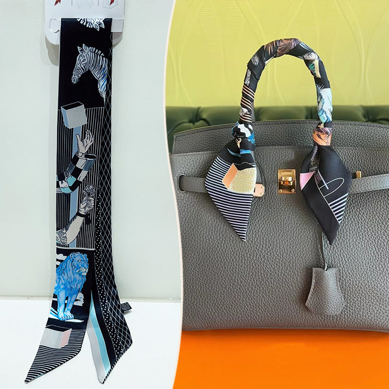 Bufanda con asa para bolso con lazo estampado de moda