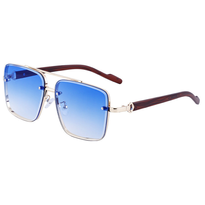 Gafas de sol informales de imitación de madera con borde cuadrado y diseño a la moda para hombre