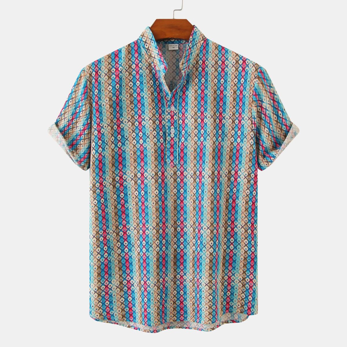 Camisa con estampado de flores diminutas en 3D para hombre, ideal para vacaciones de verano