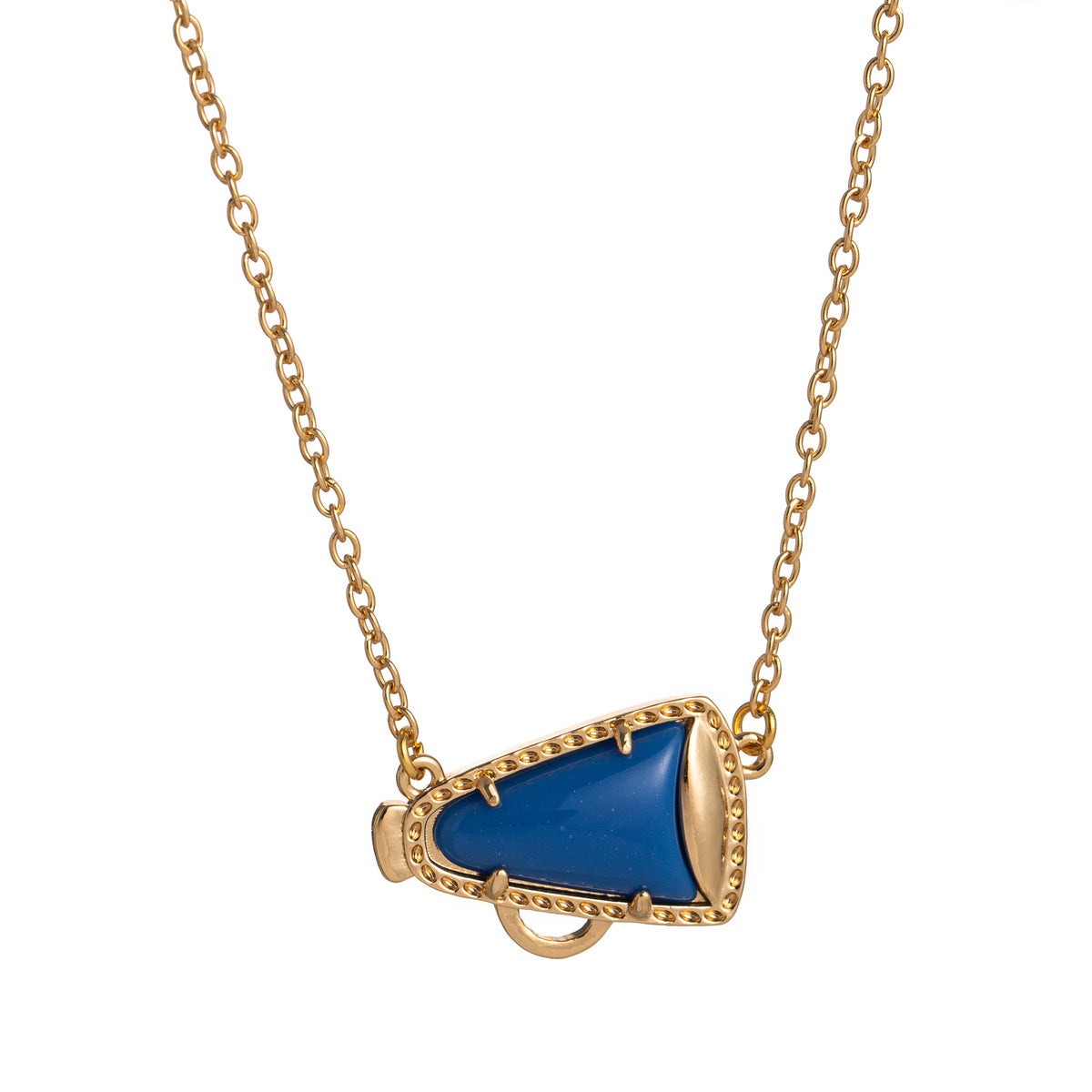 Collar sencillo de cuerno con gotero de aceite para mujer, con colgante geométrico de nácar.