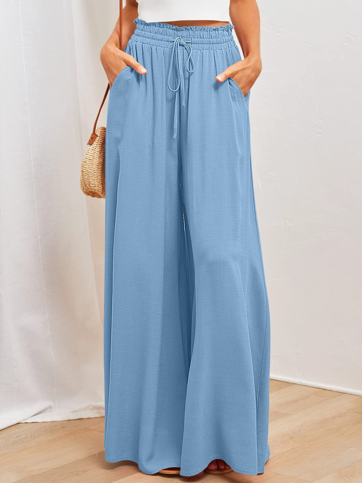 Casual Wide Leg Loose Women's Solid Pants