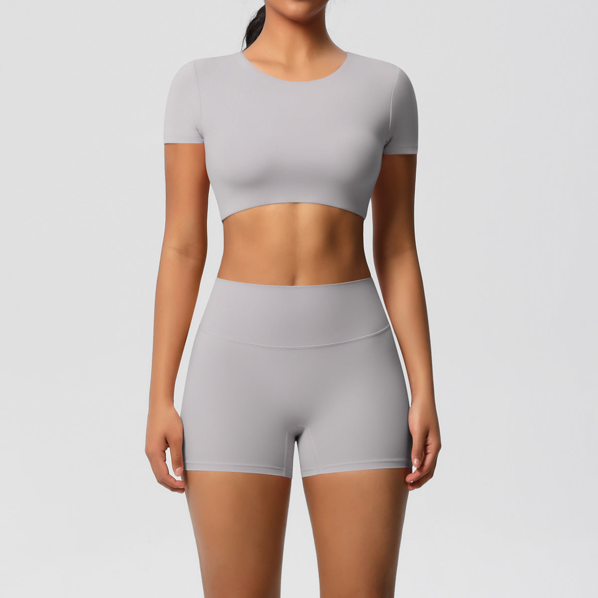 Ensemble de sport deux pièces de yoga pour femmes, couleur unie