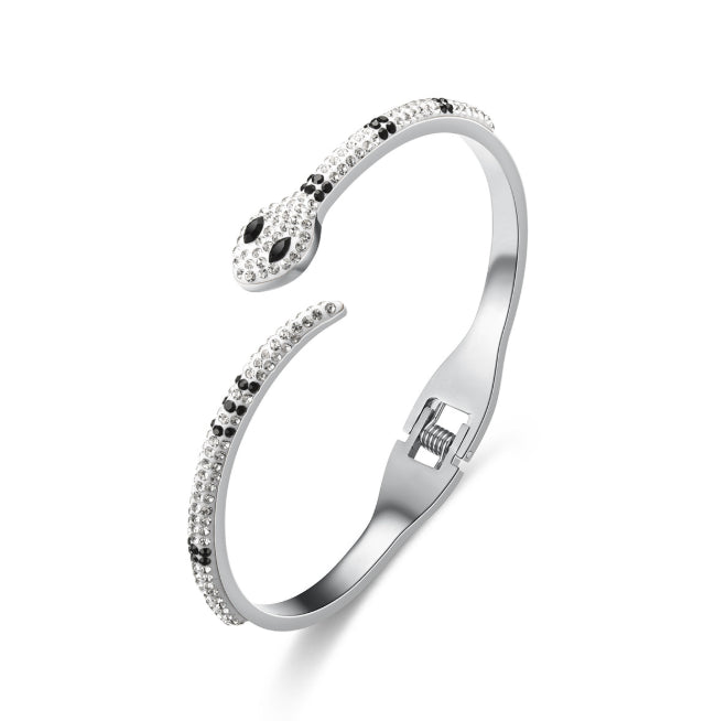 Pulsera de serpiente con circonitas cúbicas sencillas a la moda para mujer