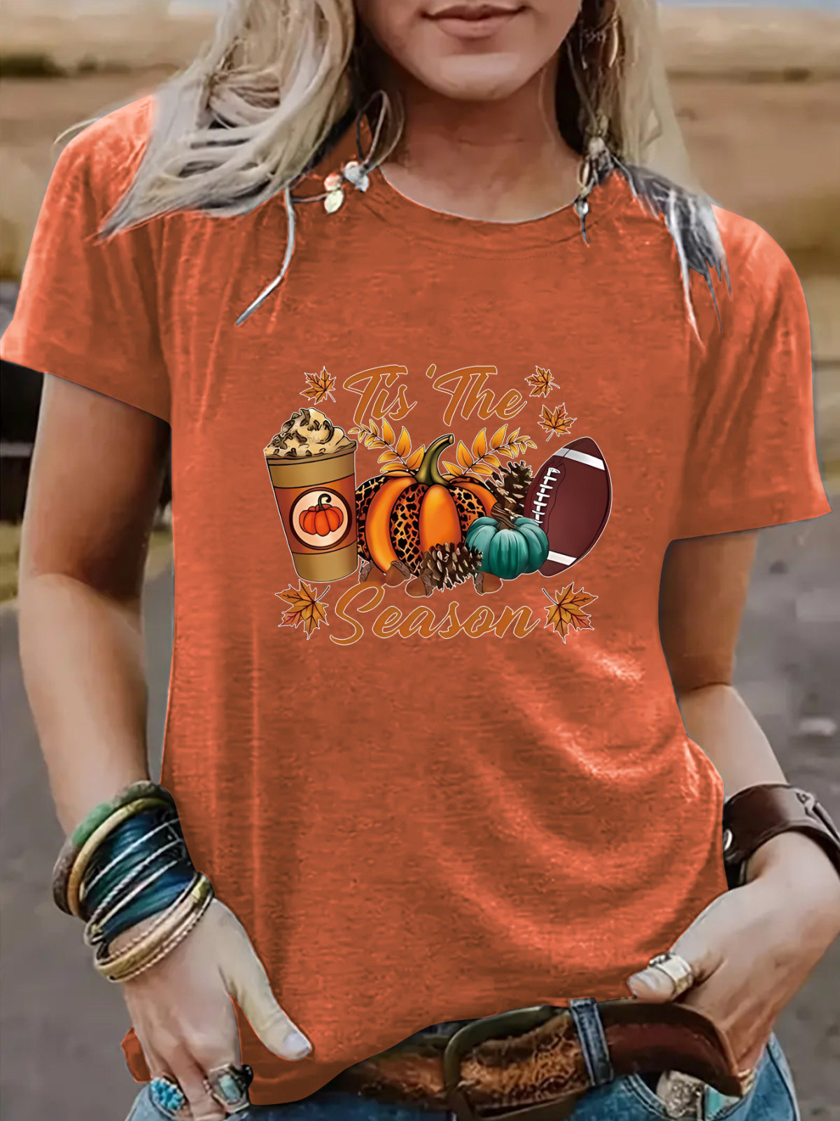 T-shirt de baseball citrouille d'Halloween pour femme