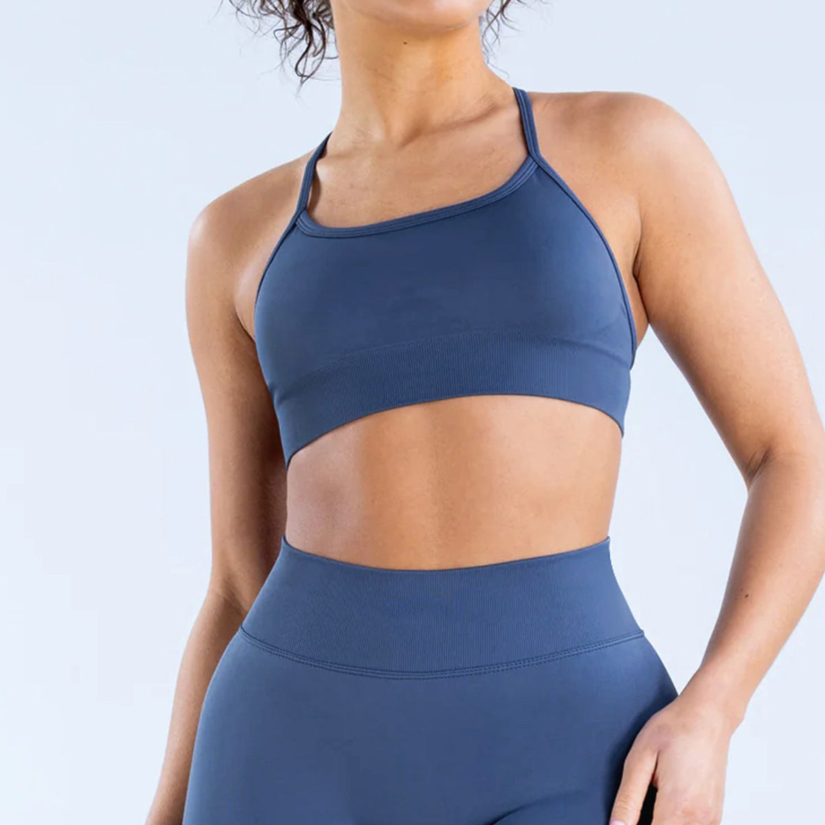 Soutien-gorge de yoga dos nu sans coutures, couleur unie, décontracté, pour femmes
