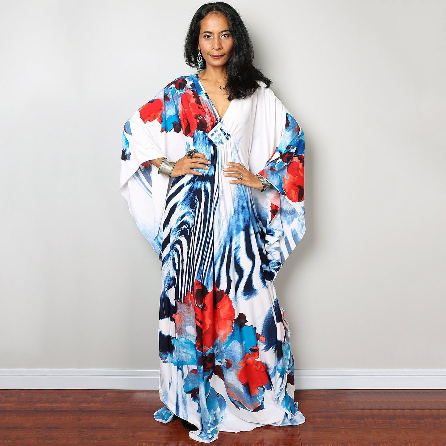 Robe de plage ample en polyester imprimé