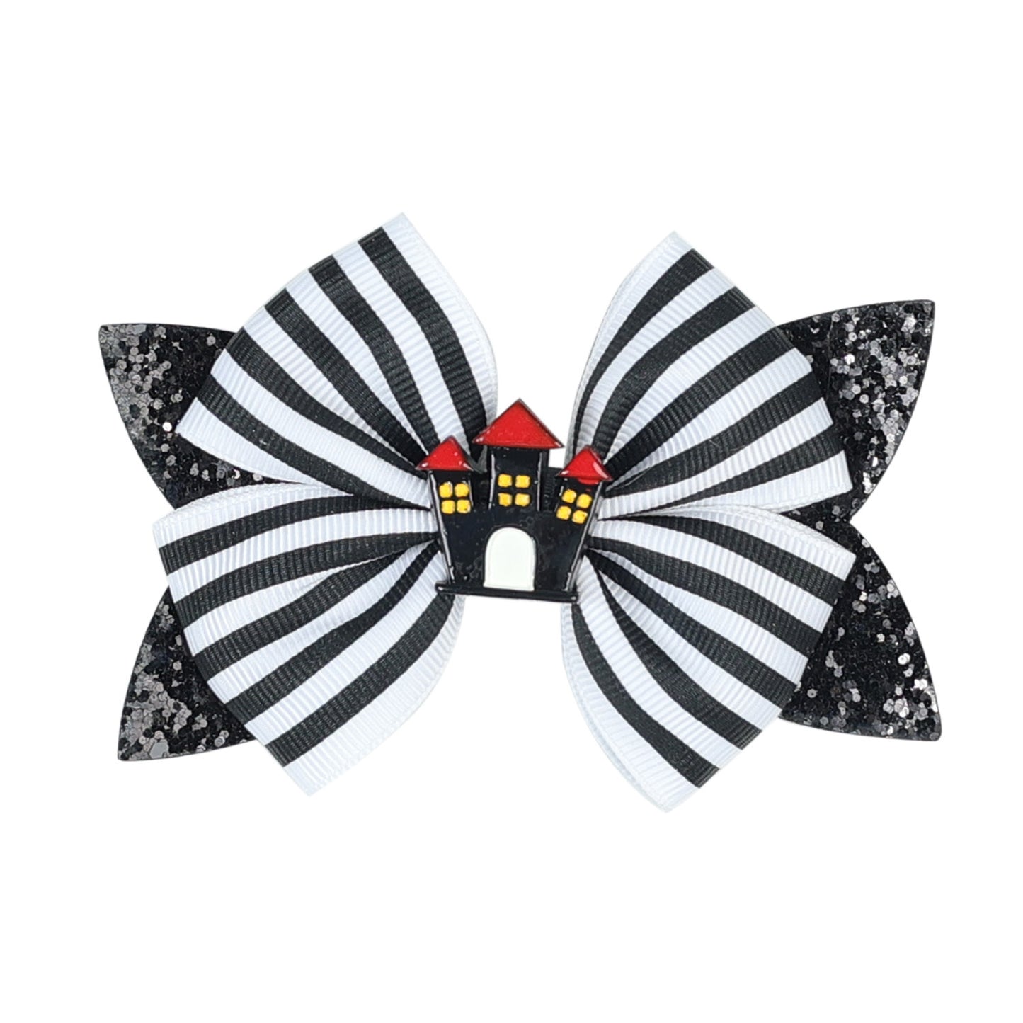 Children's Sequined Pumpkin Spider Bow Hair Clip