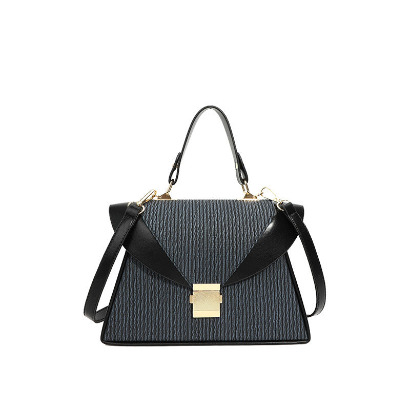 Fashion Stitching Contrast Clamping Handbag - PU Small Square Bag