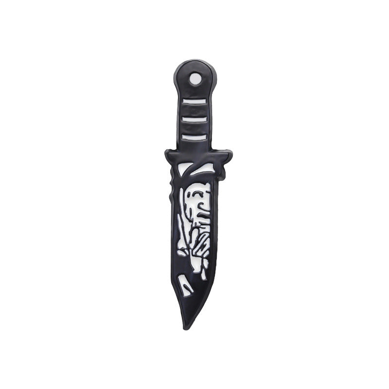 Broche poignard tête de mort punk gothique pour femme Halloween