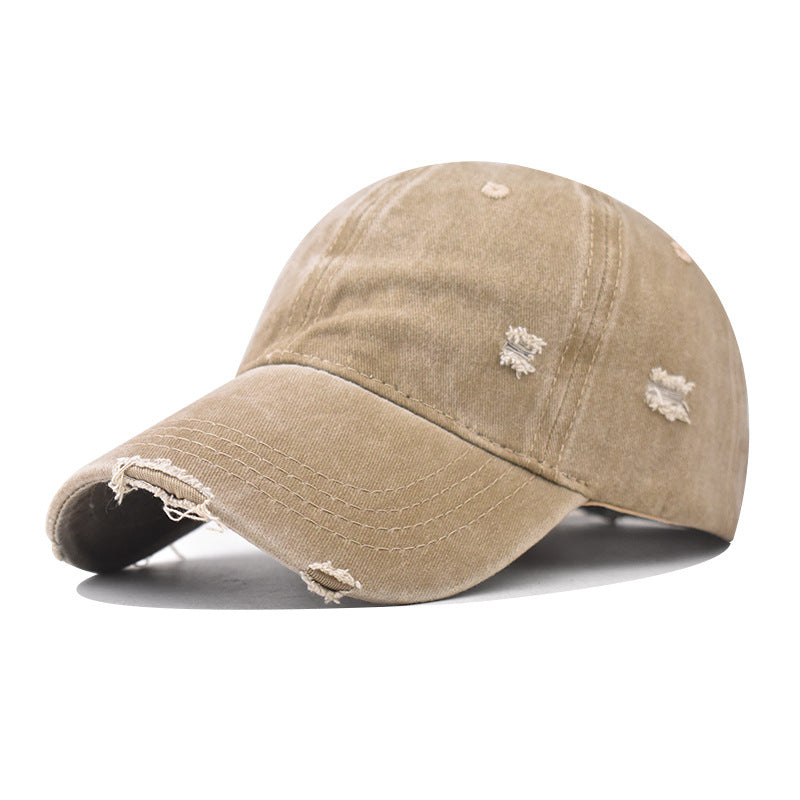 Fashion Casual Solid Color Ripped Baseball Cap Cotton Unisex Style