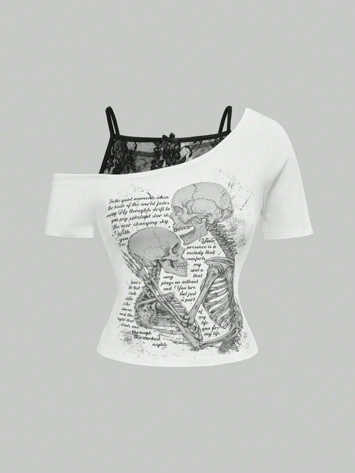 T-shirt d'été à manches courtes et motif gothique pour femme