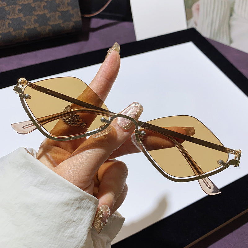 Fashion Half Frame Diamond Sunglasses