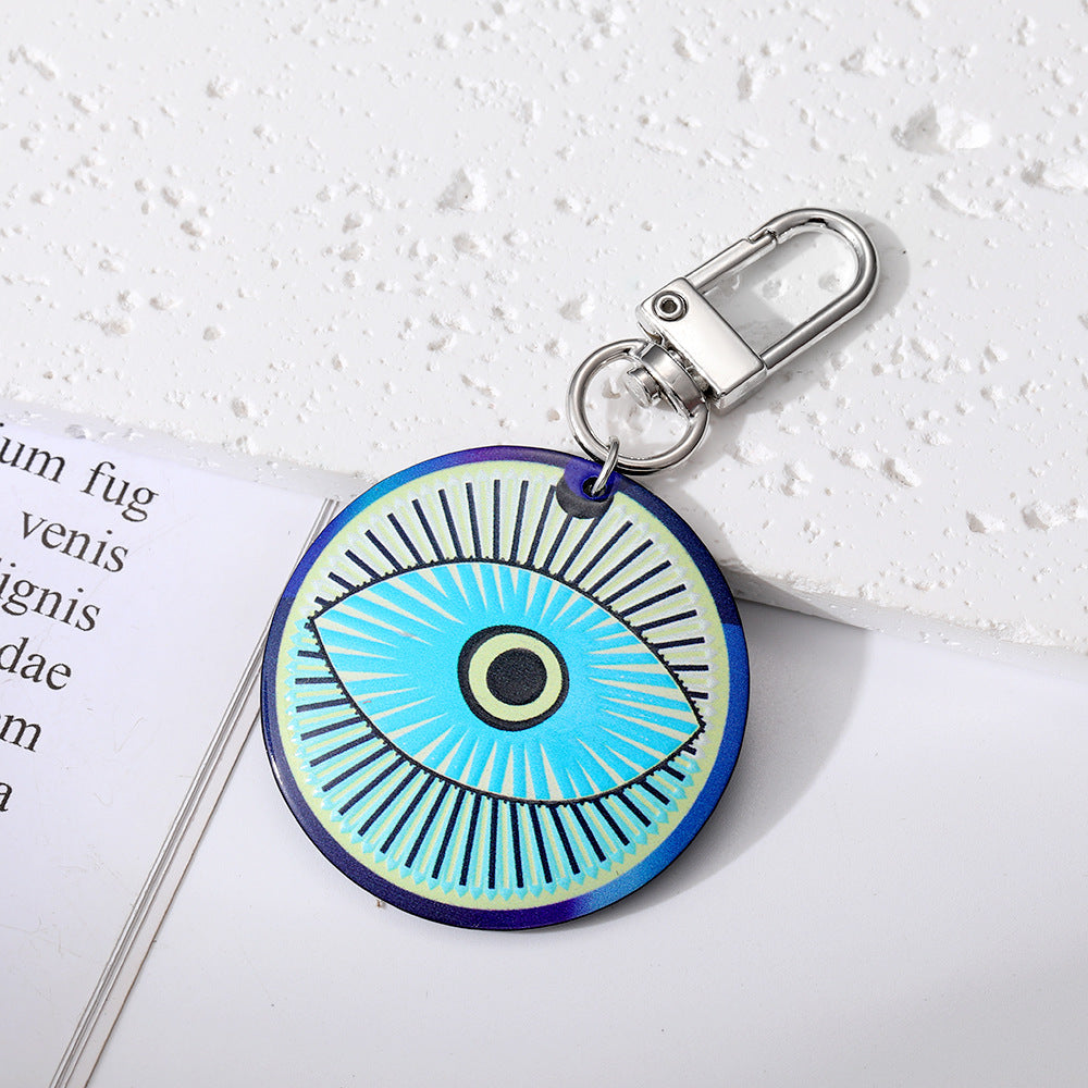 Women Retro Bohemian Round Devil Eye Keychain Set