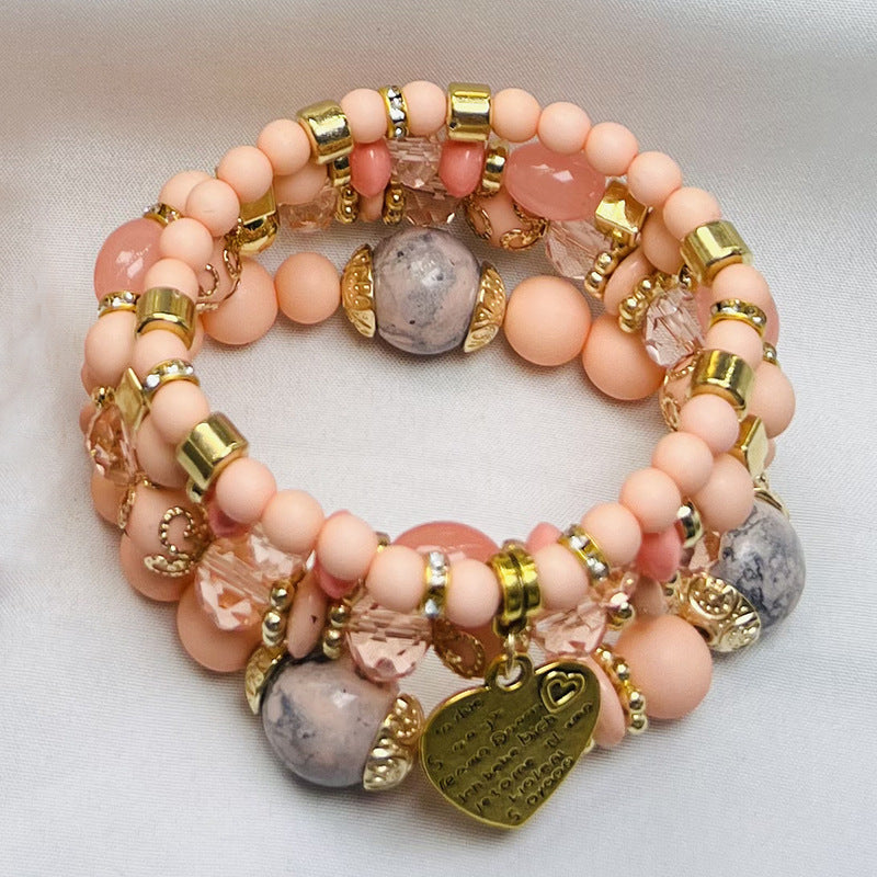 Women Retro Bohemian Heart Pendant Bracelet