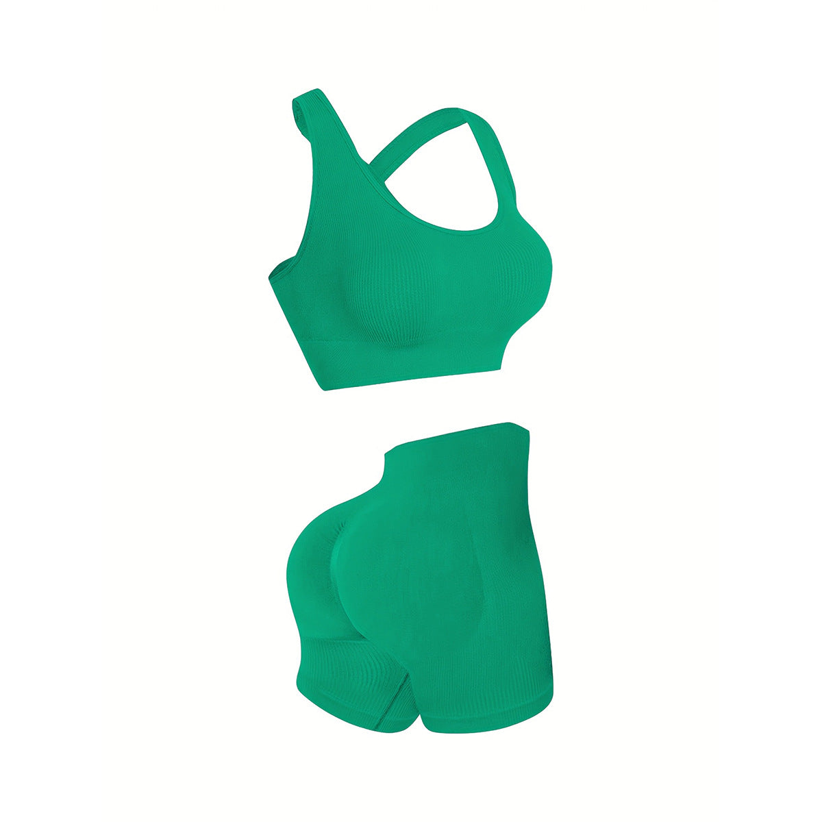 Women Yoga Solid Vest And Shorts Two-Piece Set