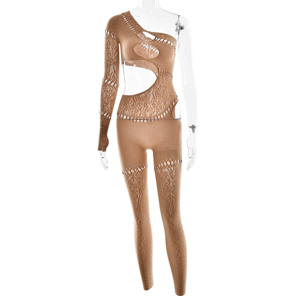 Combinaison à manches longues avec strass pour femme