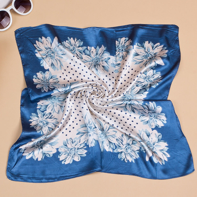Foulard carré en imitation soie imprimé pour femme