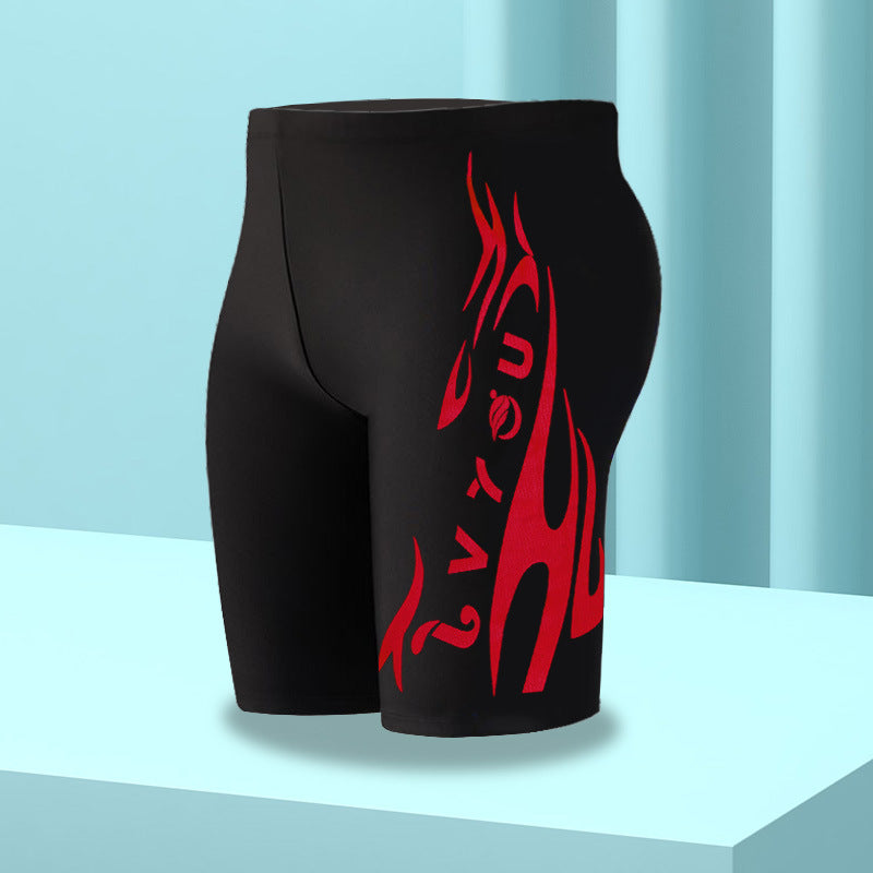 Men Letter Print Color Matching Racing Swimwear