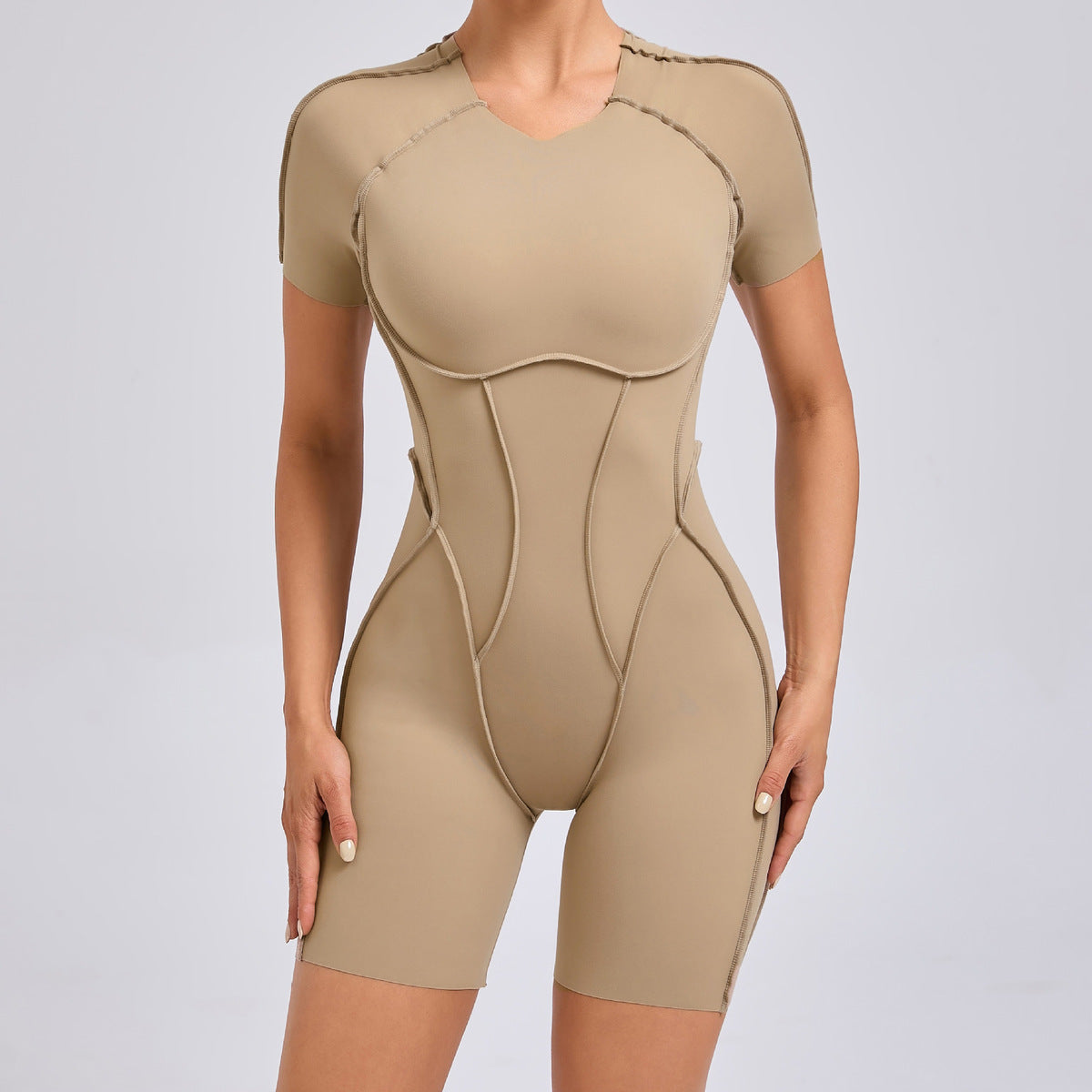 Combinaison de yoga dos nu de couleur unie pour femmes