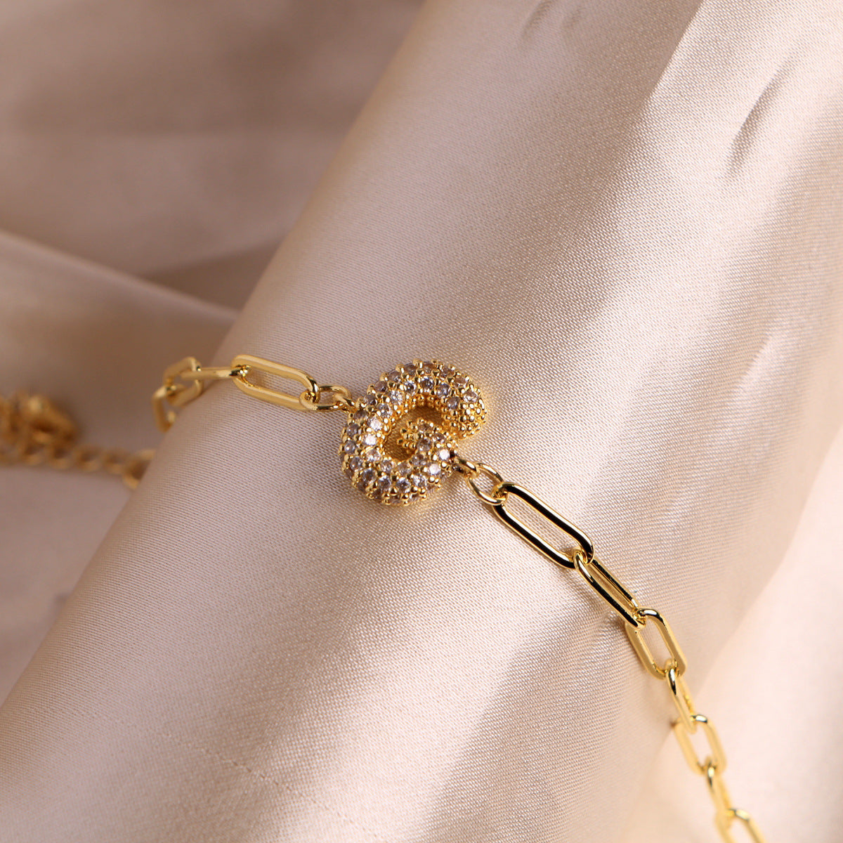 Fashion 26 Zircon Alphabet Clip Chain Bracelet