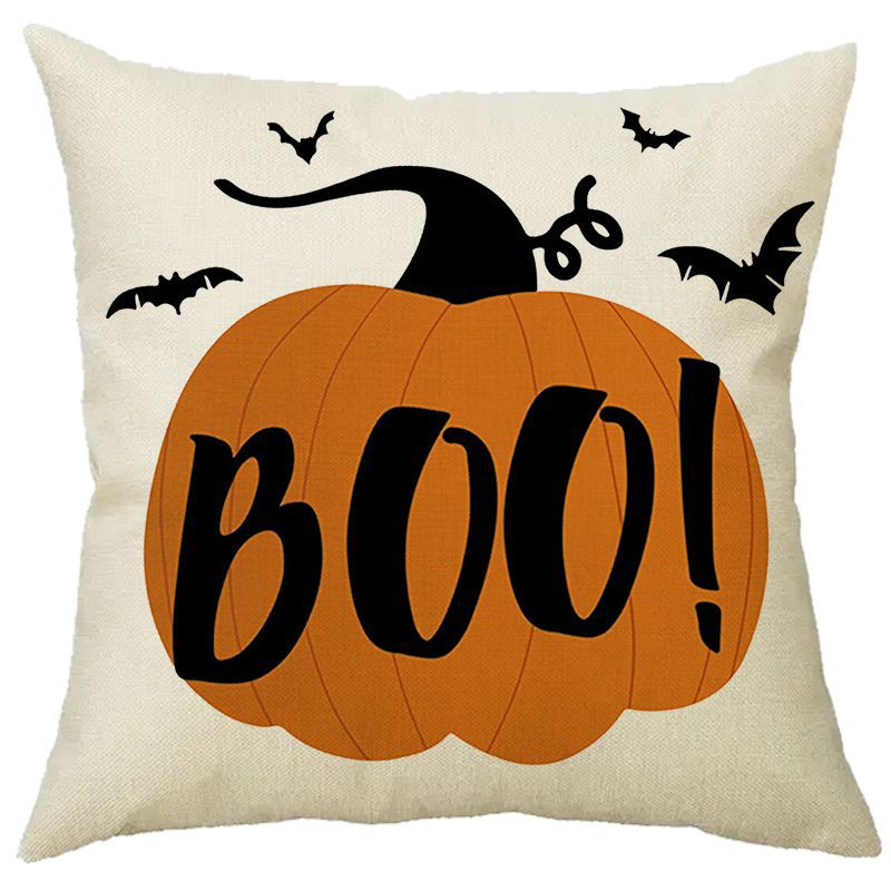 Halloween Pumpkin Skull Print Linen Sofa Cushion Cover