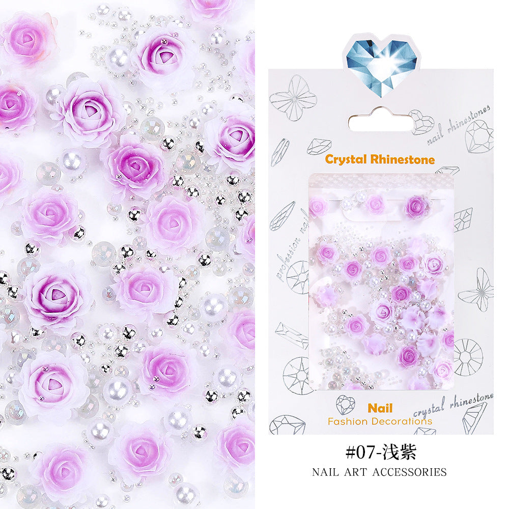 Décoration d'ongles créative en résine florale tridimensionnelle pour femmes, motif rose