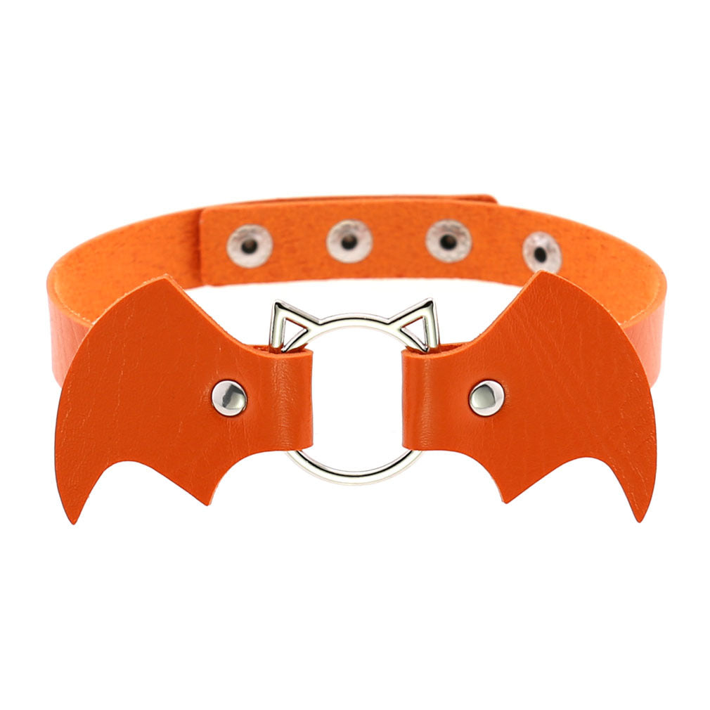 Halloween Women Gothic Bat Pu Leather Chokers