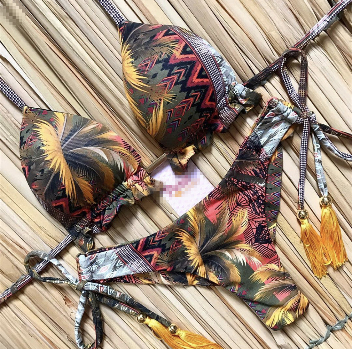 Maillot de bain bikini dos nu imprimé sexy pour femme