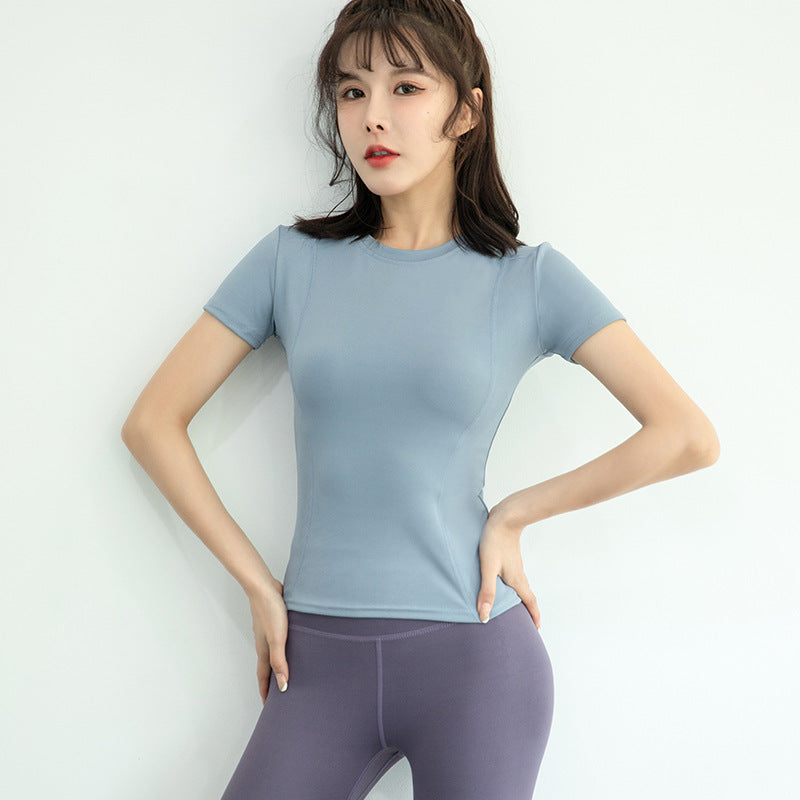 T-shirt de sport décontracté à col rond pour femme