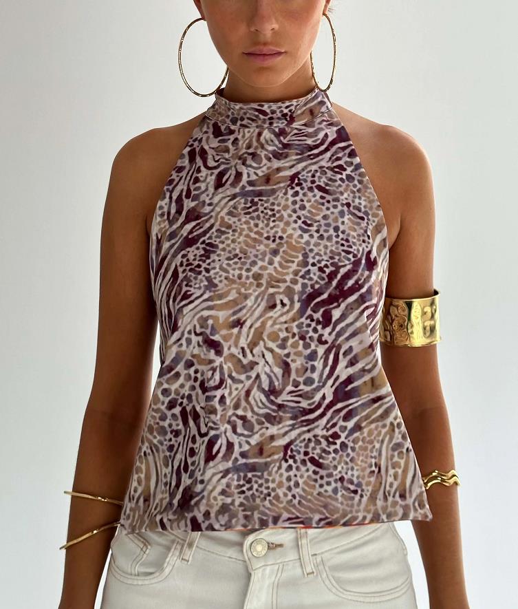 Women Summer Sleeveless Halter Neck Top