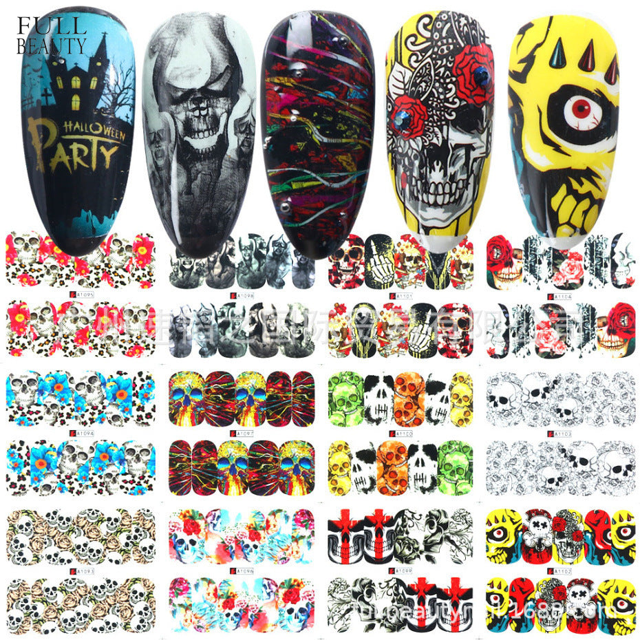 Halloween Skull Nail Stickers Funny Skull Design