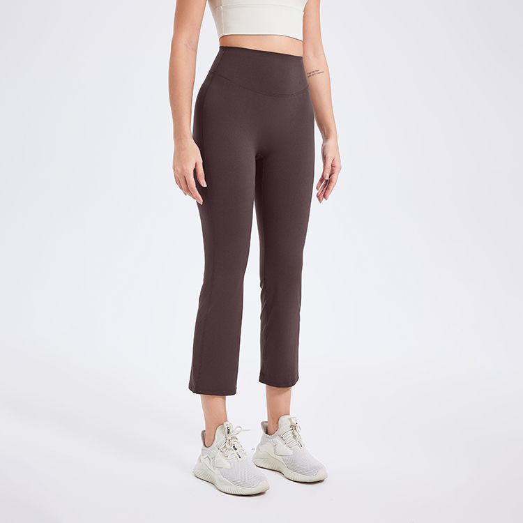 Pantalon de yoga taille haute décontracté pour femme, couleur unie