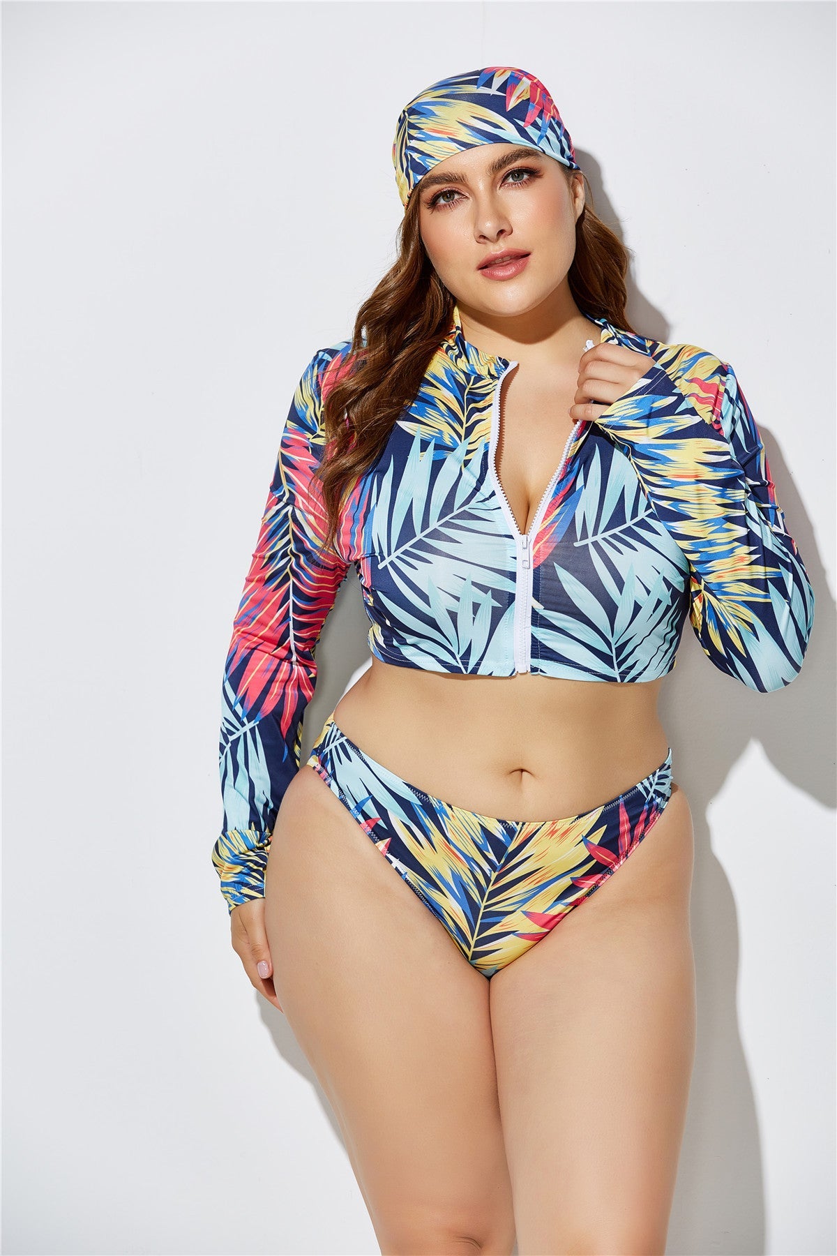 Women Fashion Sexy Printed Plus Size Swimsuit Set