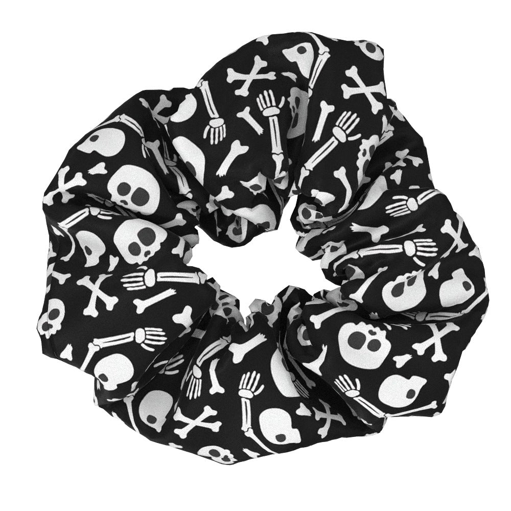 Anillo para el cabello con calavera blanca y negra de Halloween