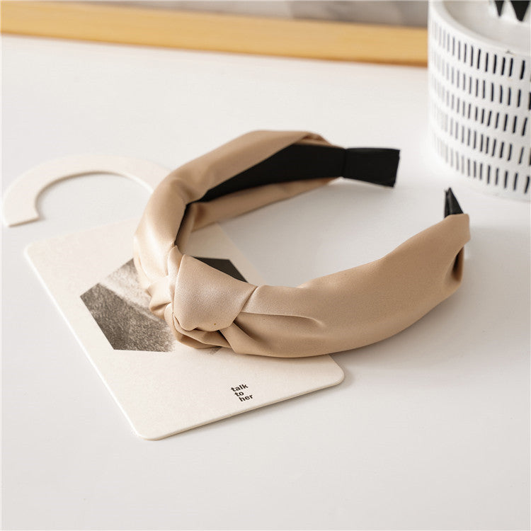 Bandeau à cheveux rétro en satin pour femme, accessoire de coiffure de couleur unie pour un look élégant