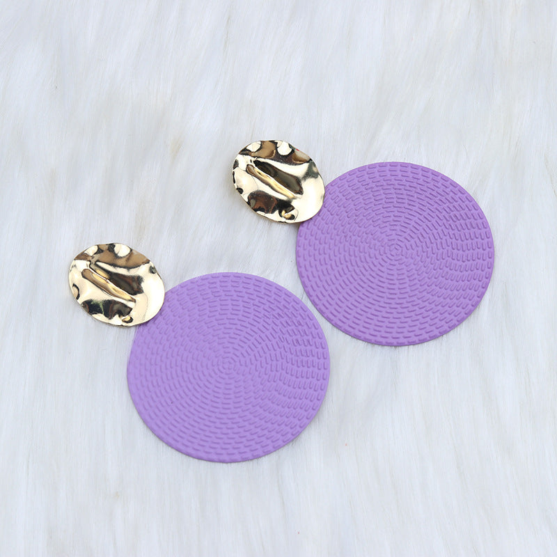 Pendientes redondos de color sólido de estilo bohemio exagerados