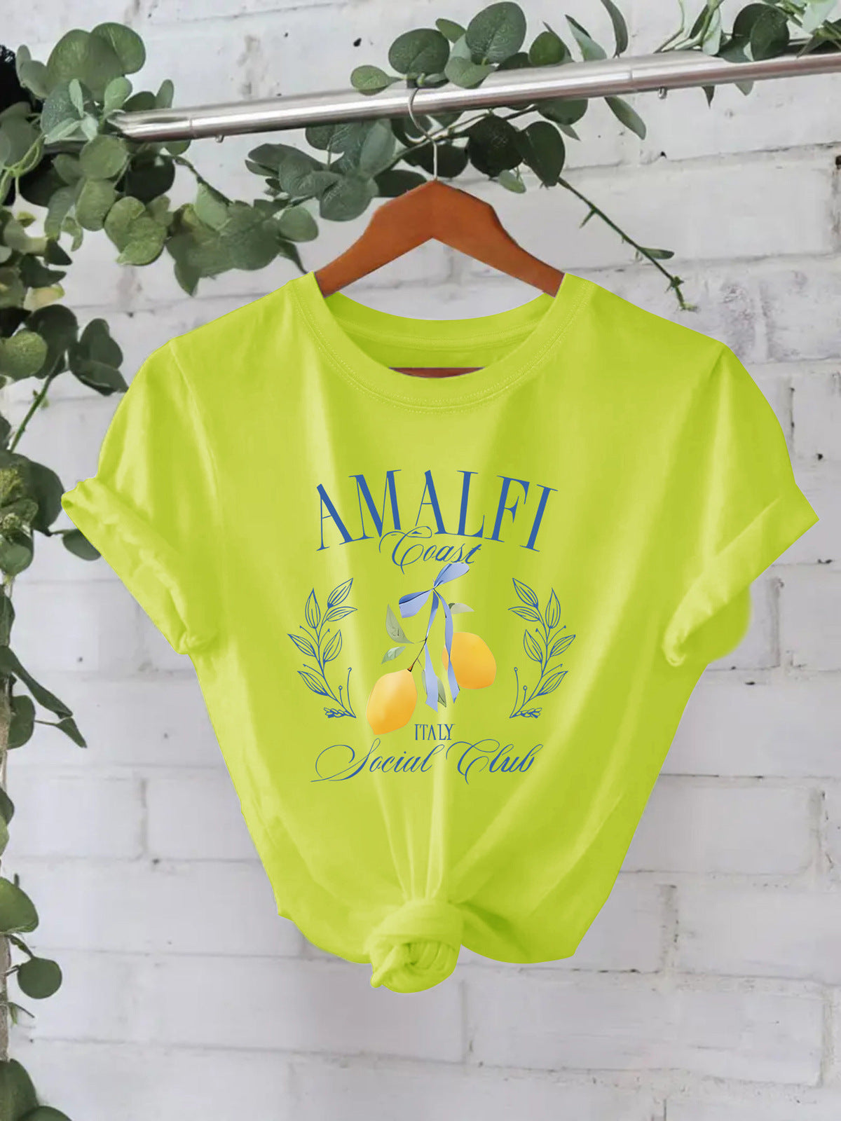 Camiseta de verano de algodón puro con estampado de limones para mujer