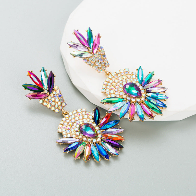 Bohemian Exaggerated Alloy Rhinestone Earrings