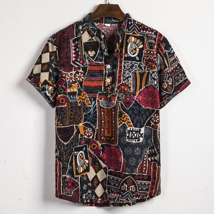 Camisa informal de vacaciones para hombre con estampado de flores diminutas en 3D