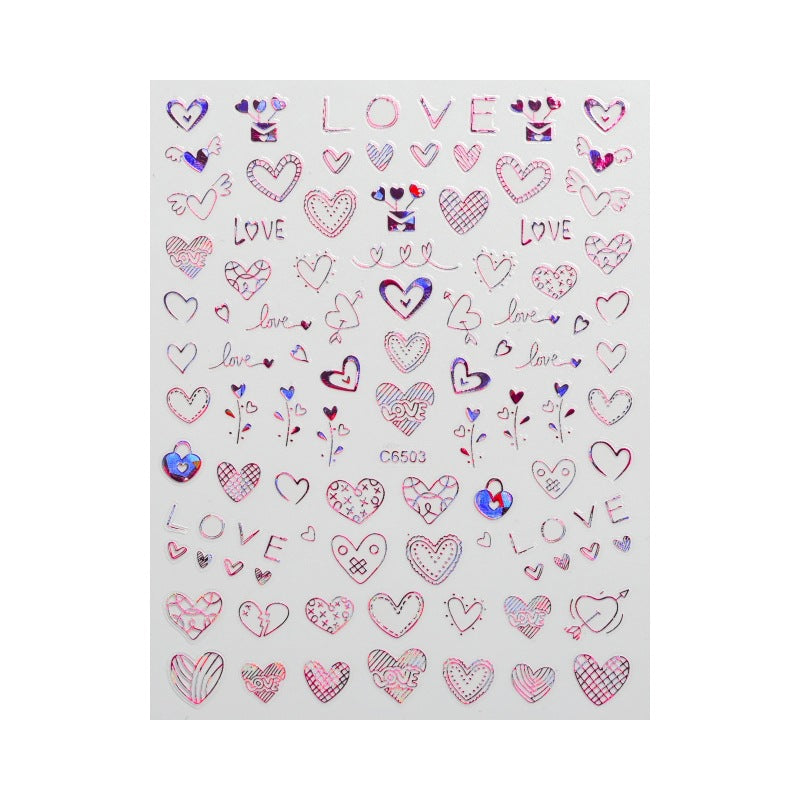 Autocollants pour ongles Love Laser Red pour la Saint-Valentin