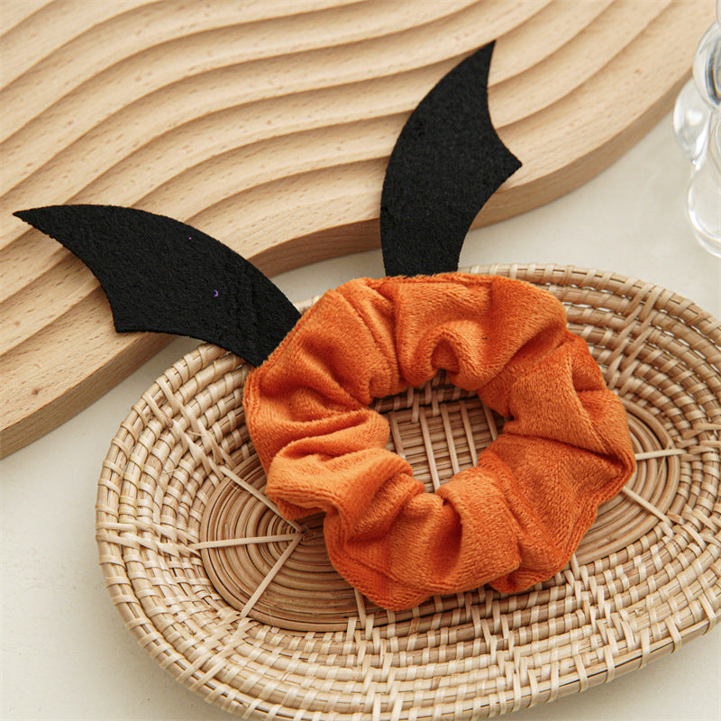 Cravate à cheveux en flanelle pour femme, motif chauve-souris, élan, araignée, mode Halloween