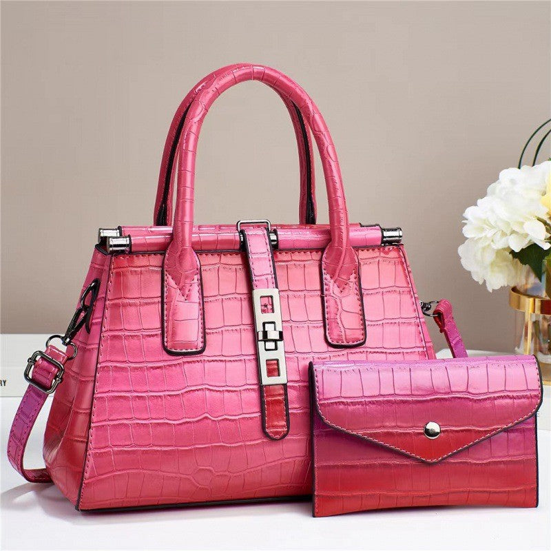 Women Fashionable Bright Leather Large Capacity Handbag