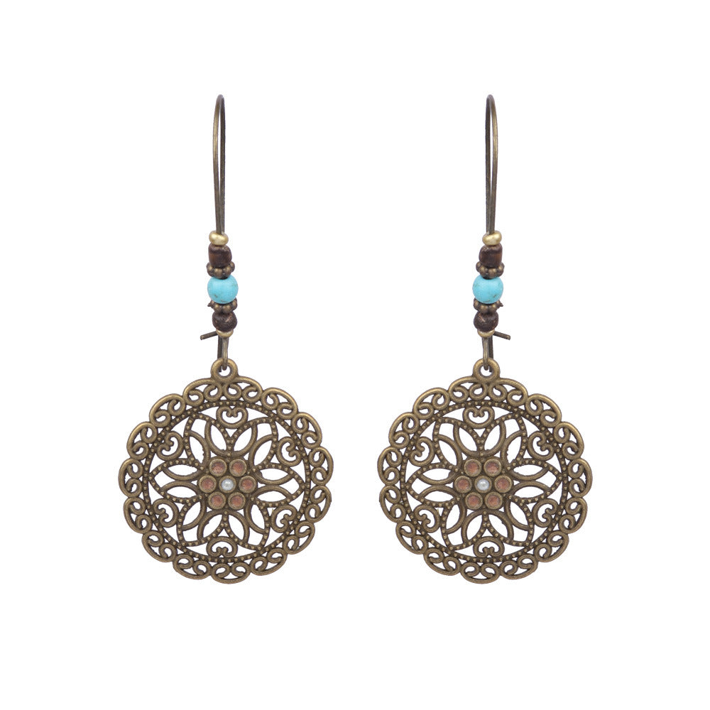 Boucles d'oreilles à pompons vintage de style ethnique bohème