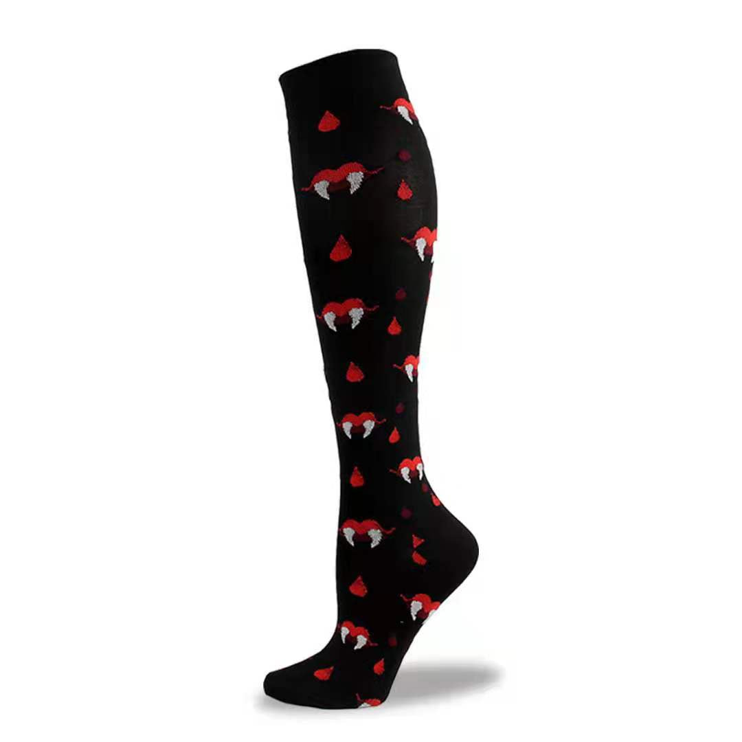 Chaussettes mollet en nylon à la mode, amusantes, sport, Halloween, crâne