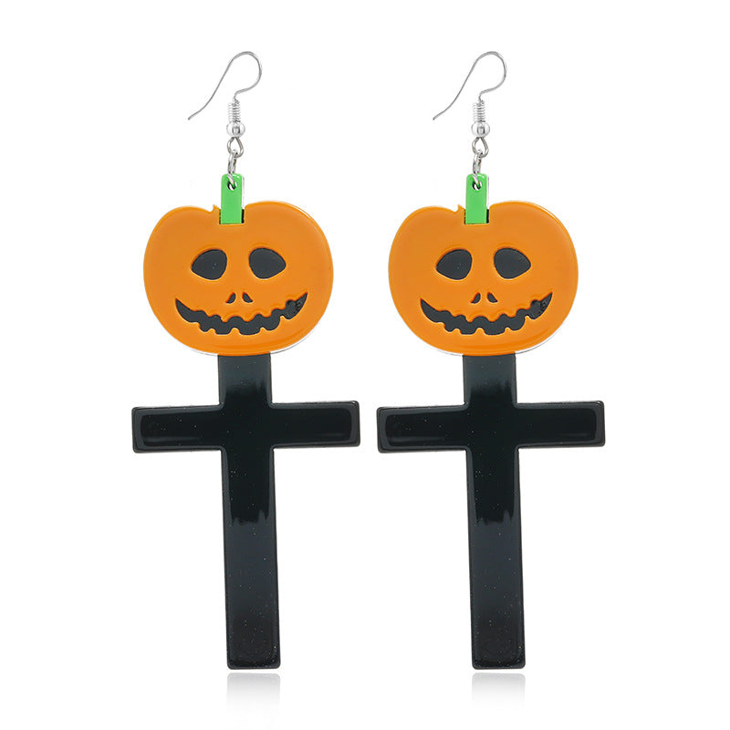 Pendientes de calavera de calabaza con diseño de Halloween para mujer
