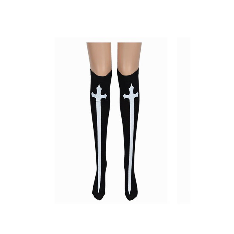Women Funny Halloween Skeleton Bat Spider Web Stockings